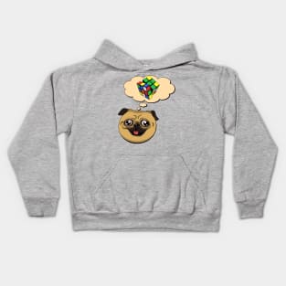 Crazy pug and rubik cube Kids Hoodie